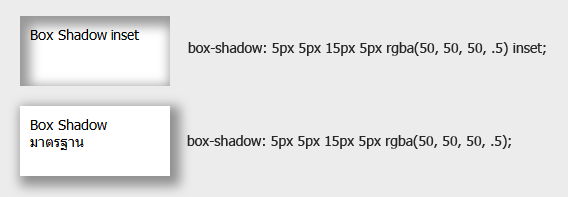 ตัวอย่าง css box shadow
